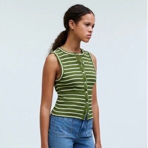 Madewell Green striped vest cardigan tank